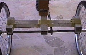 View from behind showing frame